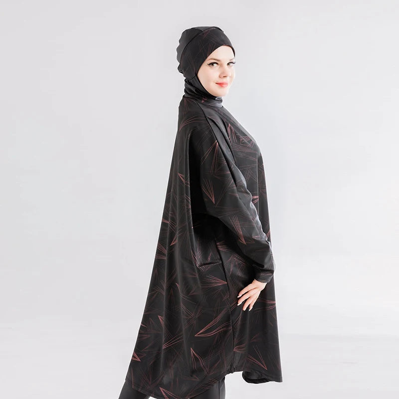 Muslim Burkini Swimming Suit For Women Modest Swimwear Long Sleeve Plus Size Abaya Abayas Swimsuit Cover Ups Bat Shirt Hijab