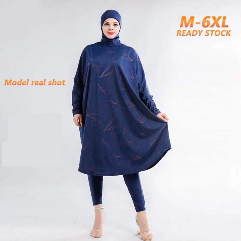 Muslim Burkini Swimming Suit For Women Modest Swimwear Long Sleeve Plus Size Abaya Abayas Swimsuit Cover Ups Bat Shirt Hijab