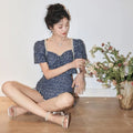 Swimsuit for Women with Pure Desire High-end Feeling Sexy Backless Floral Style Gathered Skirt Style One-piece Beach Swimsuit