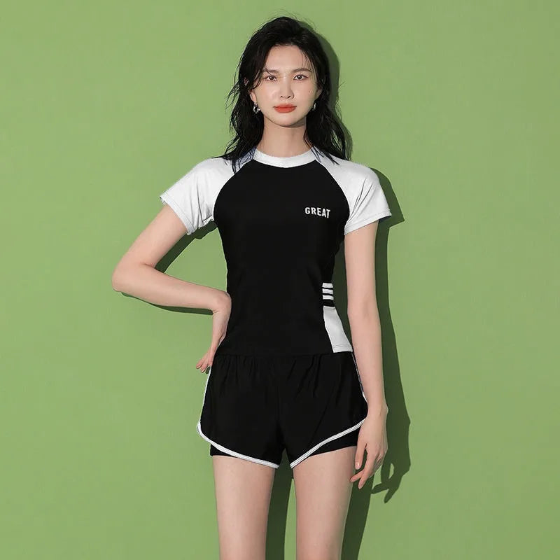 Swimsuit Female Summer Split Leisure Sports Super Immortal Ins Student Conservative Look Thin Cover Belly Swimming Pool Swimsuit