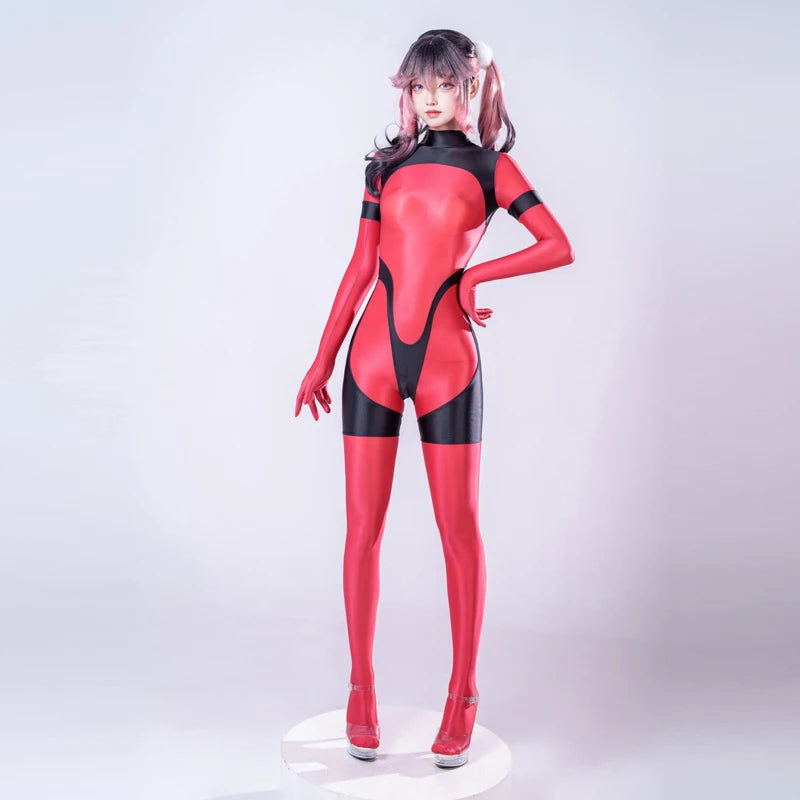 Sexy gloss see through swimsuit Oil shiny back zipper jumpsuit body suits japanese women play the role Tights swimsuit