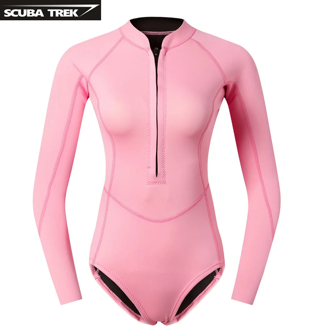 Women's Swimsuit 2mm Wetsuit Girls Bikini Wet Suit Long Sleeve Swimsuit Snorkeling Suit One-piece Swimsuit Surf Suit